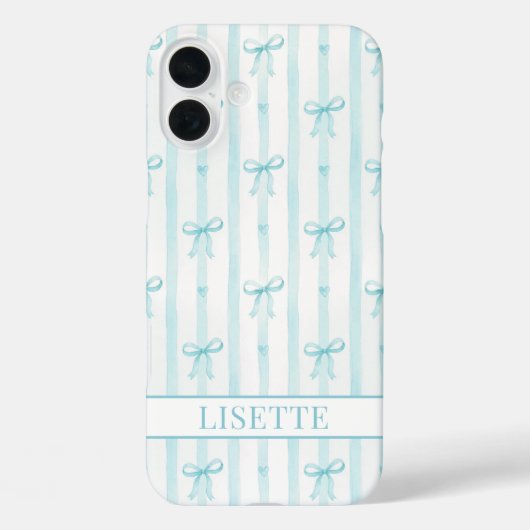 Elegante Aqua Gestreepte Coquette Strikken Monogra Case-Mate iPhone Case (Achterkant)