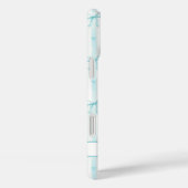 Elegante Aqua Gestreepte Coquette Strikken Monogra Case-Mate iPhone Case (Achterkant / Rechts)