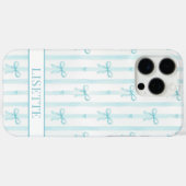 Elegante Aqua Gestreepte Coquette Strikken Monogra Case-Mate iPhone Case (Achterkant (horizontaal))