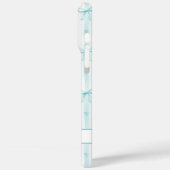Elegante Aqua Gestreepte Coquette Strikken Monogra Case-Mate iPhone Case (Achterkant / Links)