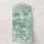 Elegante Aqua Glitter Confetti Bruiloft All In One Uitnodiging (Binnen)