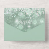 Elegante Aqua Glitter Confetti Bruiloft All In One Uitnodiging (Achterkant)