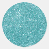 Elegante Aqua Glitter Ronde Sticker (Voorkant)