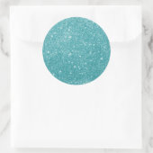 Elegante Aqua Glitter Ronde Sticker (Tas)