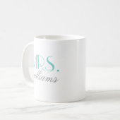 Elegante Aqua Mrs Trouw Monogram Koffiemok (Voorkant links)