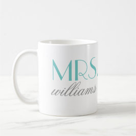 Elegante Aqua Mrs Trouw Monogram Koffiemok