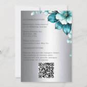 Elegante Aqua Rozen & Silver Script bruiloft Kaart (Achterkant)