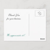 Elegante aqua sierlijke zakelijke bedankkaartjes briefkaart (Achterkant)