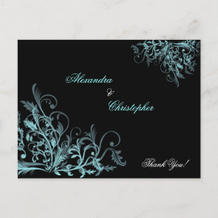 Elegante Aqua Swirls Bedankt Briefkaart