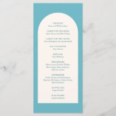 Elegante Aqua Teal Boog Moderne Trouw Programmakaart (Achterkant)
