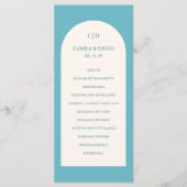Elegante Aqua Teal Boog Moderne Trouw Programmakaart (Voorkant)