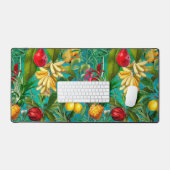 Elegante aqua tropische bladeren vruchten patroon bureaumat (Keyboard & Muis)