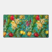 Elegante aqua tropische bladeren vruchten patroon bureaumat (Voorkant)