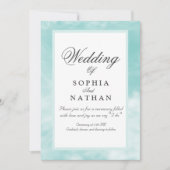 Elegante Aqua Waterverf huwelijksuitnodiging Kaart (Voorkant)