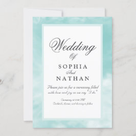 Elegante Aqua Waterverf huwelijksuitnodiging Kaart
