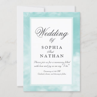 Elegante Aqua Waterverf huwelijksuitnodiging Kaart