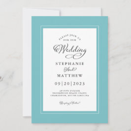 Elegante Aqua & Witte Moderne Chic Randen Kaart