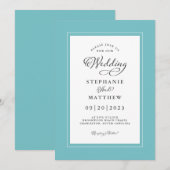 Elegante Aqua & Witte Moderne Chic Randen Kaart (Voorkant / Achterkant)