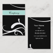 Elegante aqua zwart-wit wervelingen visitekaartjes (Voorkant / Achterkant)