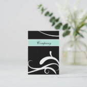 Elegante aqua zwart-wit wervelingen visitekaartjes (Staand voorkant)