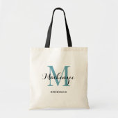 Elegante aquablauwe aangepaste bruidsmeisjesnaam tote bag (Voorkant)