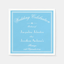 Elegante aquablauwe & witte script papieren huweli servet