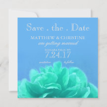 Elegante Aquamarijn Blauwe Bloemige Save The Date