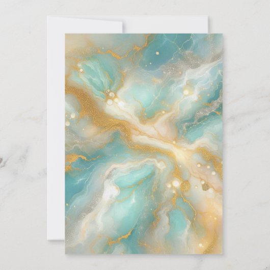 Elegante Aquamarijn Marmer Goud Glitter Sweet 16 Kaart (Achterkant)