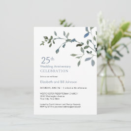 Elegante aquarel 25e huwelijksverjaardag kaart