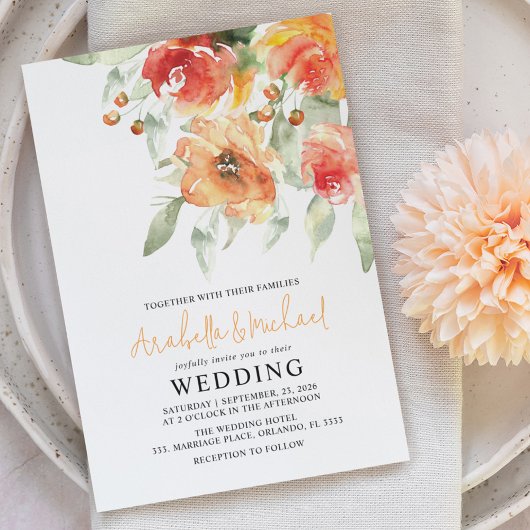 Elegante Aquarel Abrikoos Bloemen Kaart