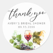 Elegante Aquarel Bedankt Wijnproeverij  Ronde Sticker (Voorkant)