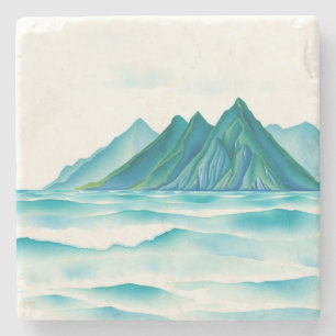 Elegante Aquarel Berg Coasters Minimalistisch Stenen Onderzetter