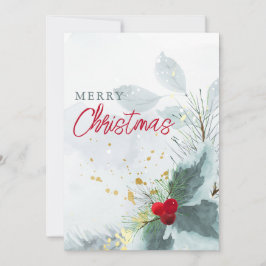 Elegante Aquarel Bes Groenery Prettig Kerstfeest Feestdagenkaart