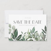 Elegante aquarel blad botanicals jager groen s save the date (Voorkant)