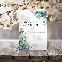 Elegante aquarel bladeren bruiloft programma