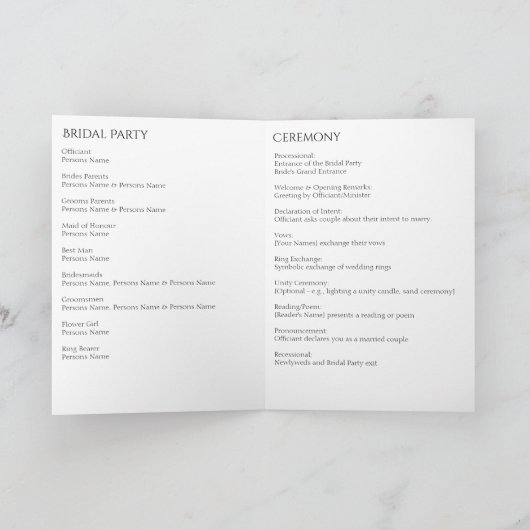 Elegante aquarel bladeren bruiloft programma (Binnen)