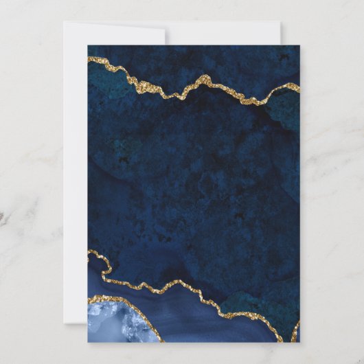 Elegante Aquarel Blauwe Goud Marmer Agate Geode Save The Date (Achterkant)