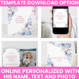 Elegante aquarel bloemen Mother's Day herinnering Kaart