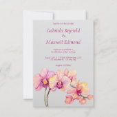 Elegante Aquarel Bloemen Orchideeën Bruiloft Kaart (Voorkant)