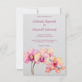 Elegante Aquarel Bloemen Orchideeën Bruiloft Kaart