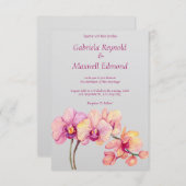 Elegante Aquarel Bloemen Orchideeën Bruiloft Kaart (Voorkant / Achterkant)