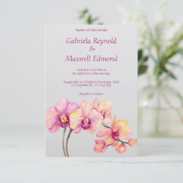 Elegante Aquarel Bloemen Orchideeën Bruiloft Kaart