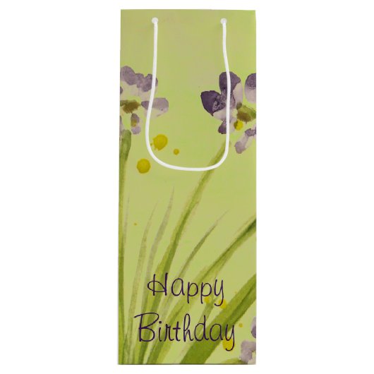 Elegante aquarel bloemenaccent wijn cadeautas (Voorkant)