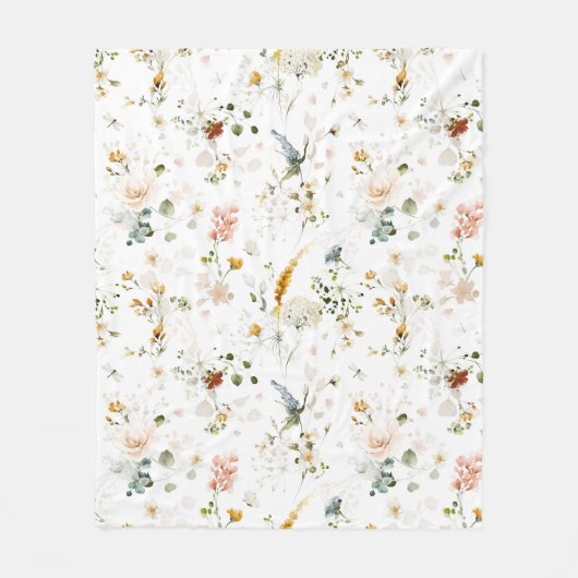 Elegante Aquarel Bloementuin Fleece Deken (Voorkant)