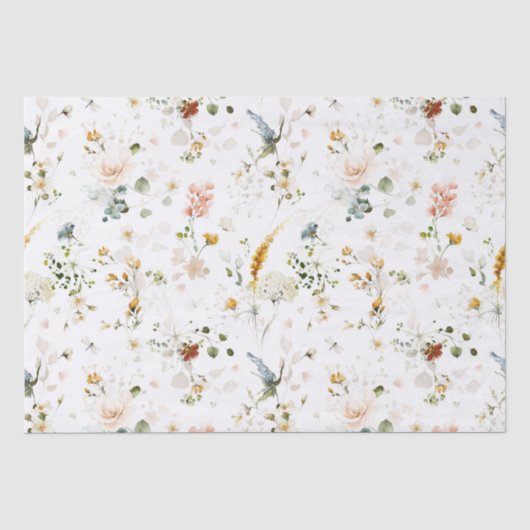 Elegante Aquarel Bloementuin  Tissuepapier (Voorkant)