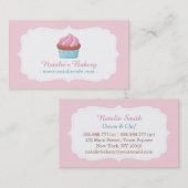 Elegante aquarel Cupcake Patisserie Roze Visitekaartje (Voorkant / Achterkant)