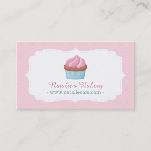 Elegante aquarel Cupcake Patisserie Roze Visitekaartje (Voorkant)