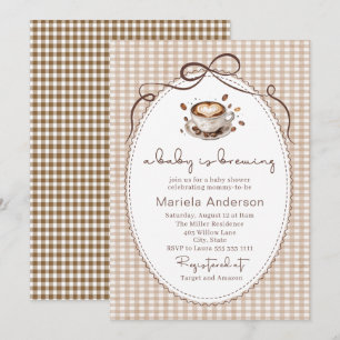 Elegante aquarel een baby brouwt koffie spier  kaart