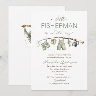 Elegante Aquarel Een kleine visser Baby Shower Kaart