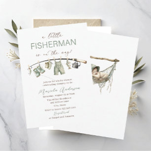 Elegante Aquarel Een kleine visser Baby Shower Kaart